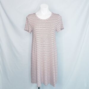 Madewell Swingy Tee Dress Sacramento Stripe Red Blue Casual